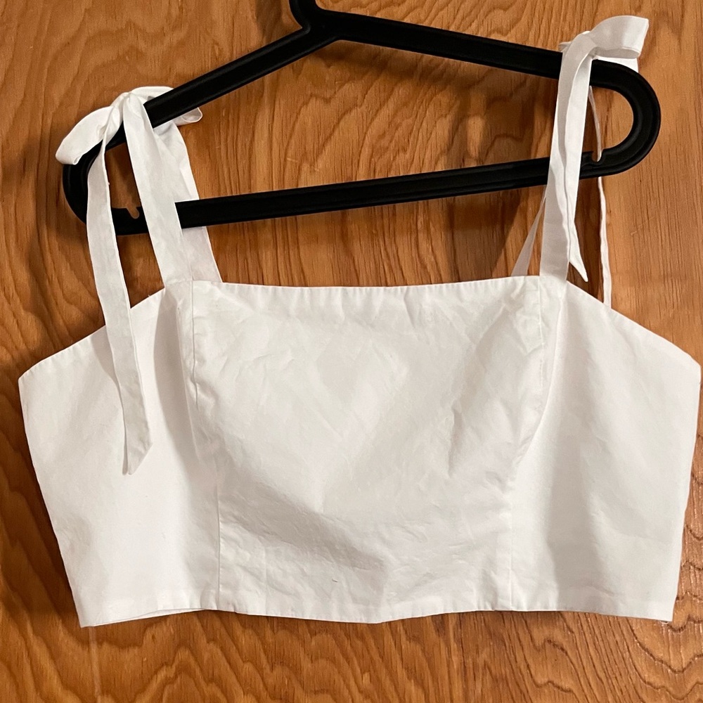 A New Day White Crop Top with Tie Straps